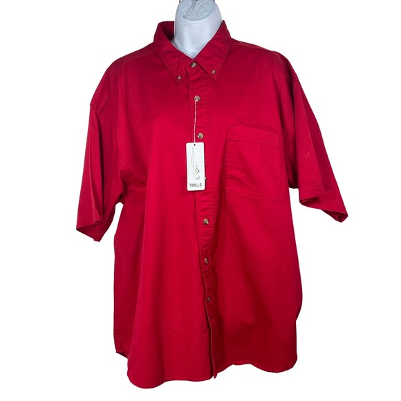 Sierra Pacific Other - Sierra Pacific Men XL Red Cotton Twill Short Sleeve Button Down Shirt NWT preppy
